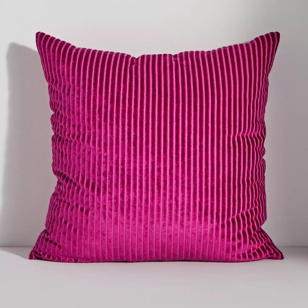 Anthropologie Fiora Ribbed Velvet Pillow – Raspberry – NWT